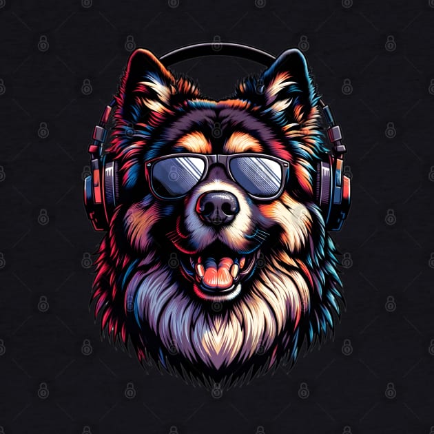 Caucasian Shepherd Dog as Smiling DJ in Japanese Art Style by ArtRUs